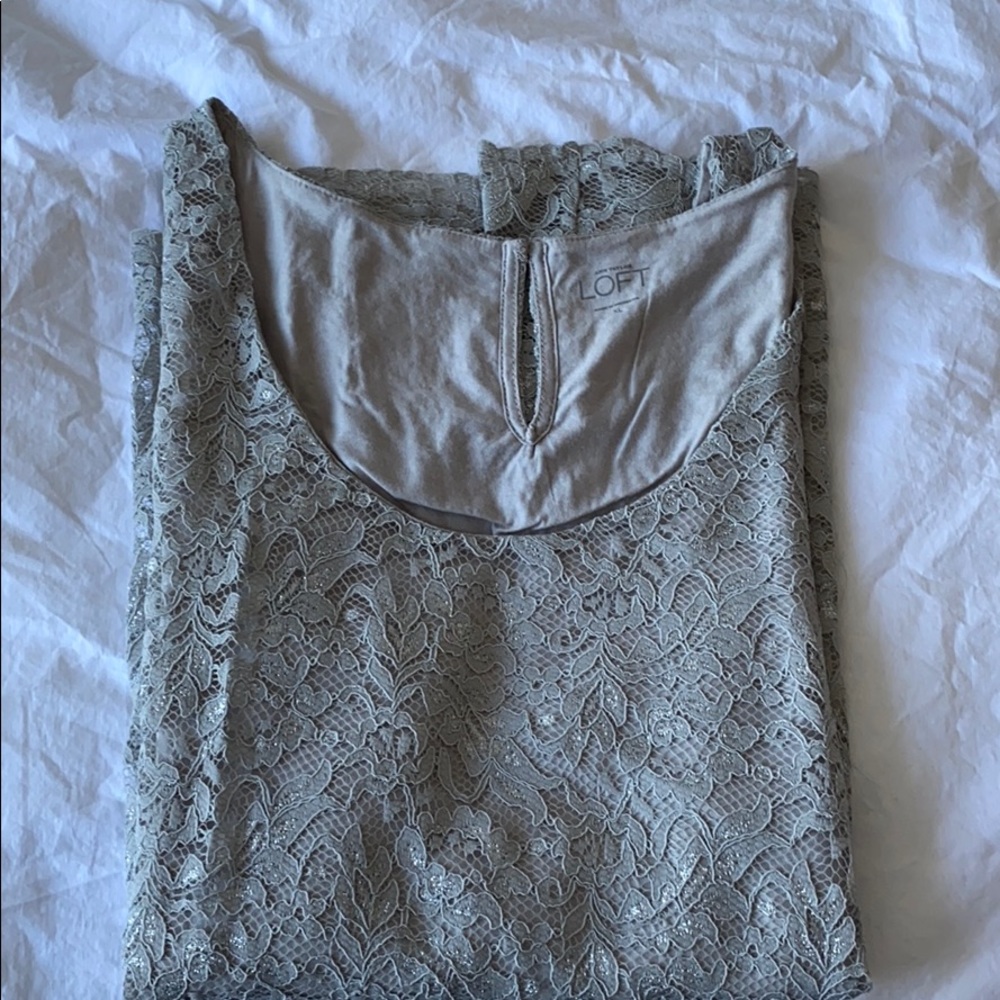 Ann Taylor Loft shimmery silver tank